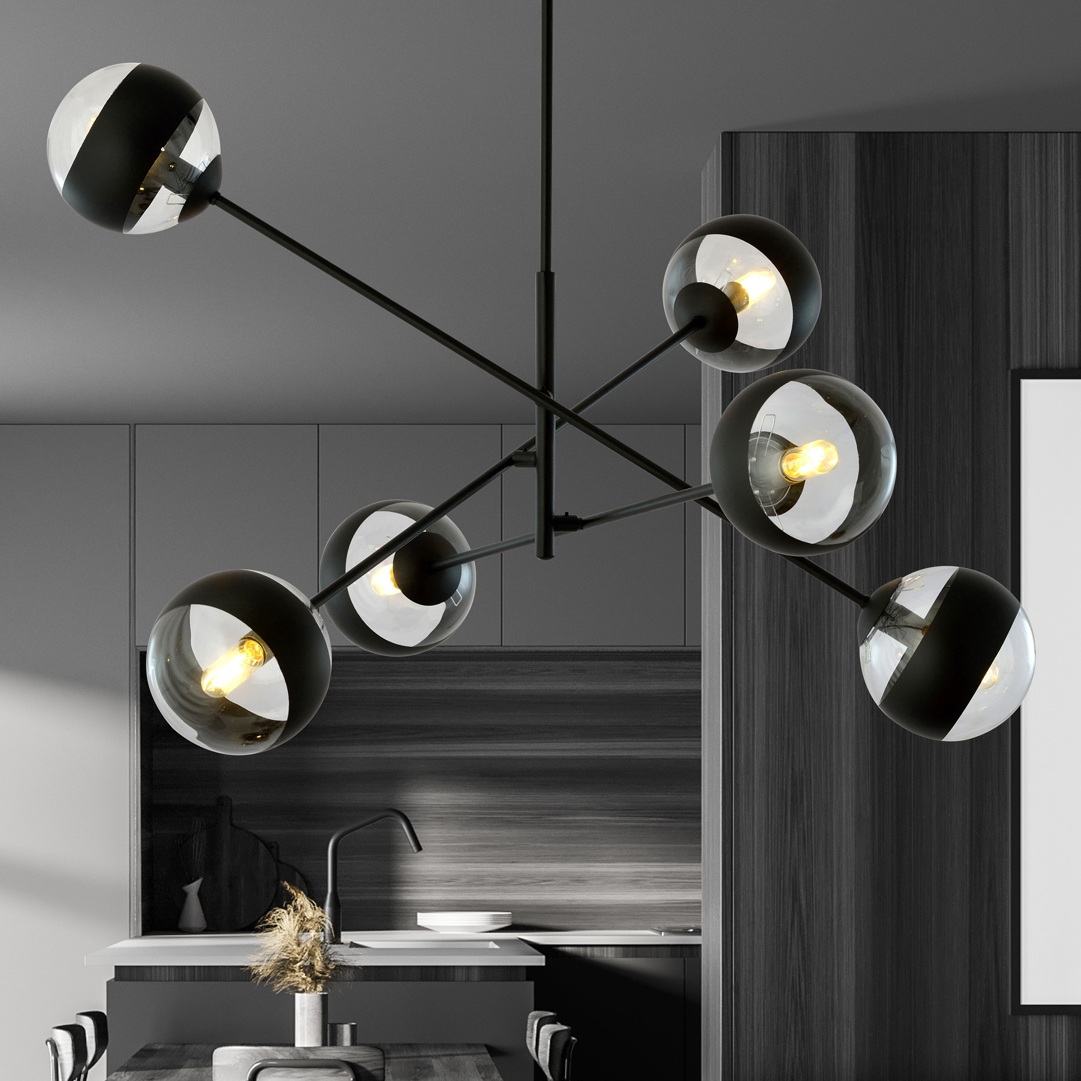 Emibig Linear lampa podsufitowa 6x10 W czarna-przezroczysta 1168/6 - Wysyłka w 24h