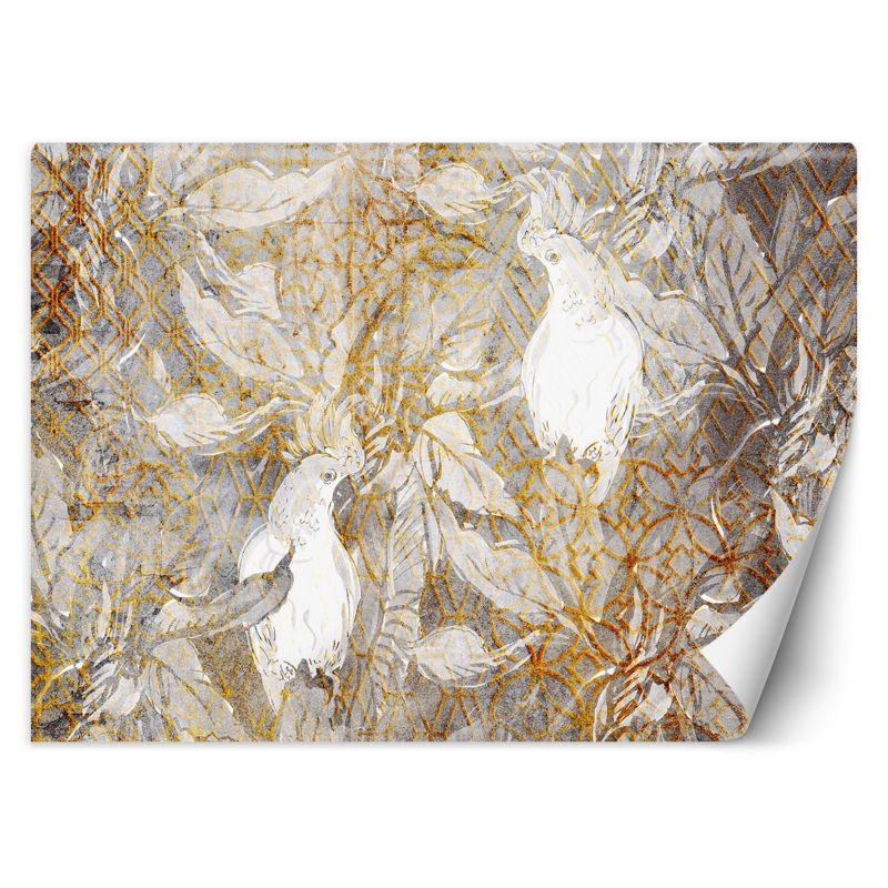 Fototapeta Feeby Papugi Złoto Biel 150x105 1 szt