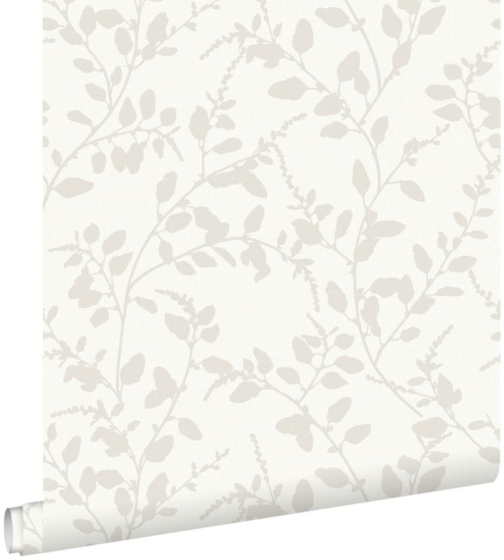 Tapeta ESTAhome motyw liścia białym 53 cm x 10.05 m - 1 rol.