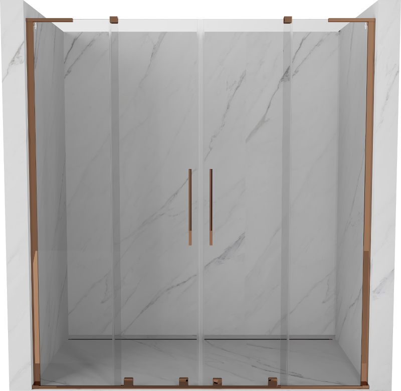 Drzwi prysznicowe rozsuwane Mexen Velar L różowe złoto 200x200 1 szt.