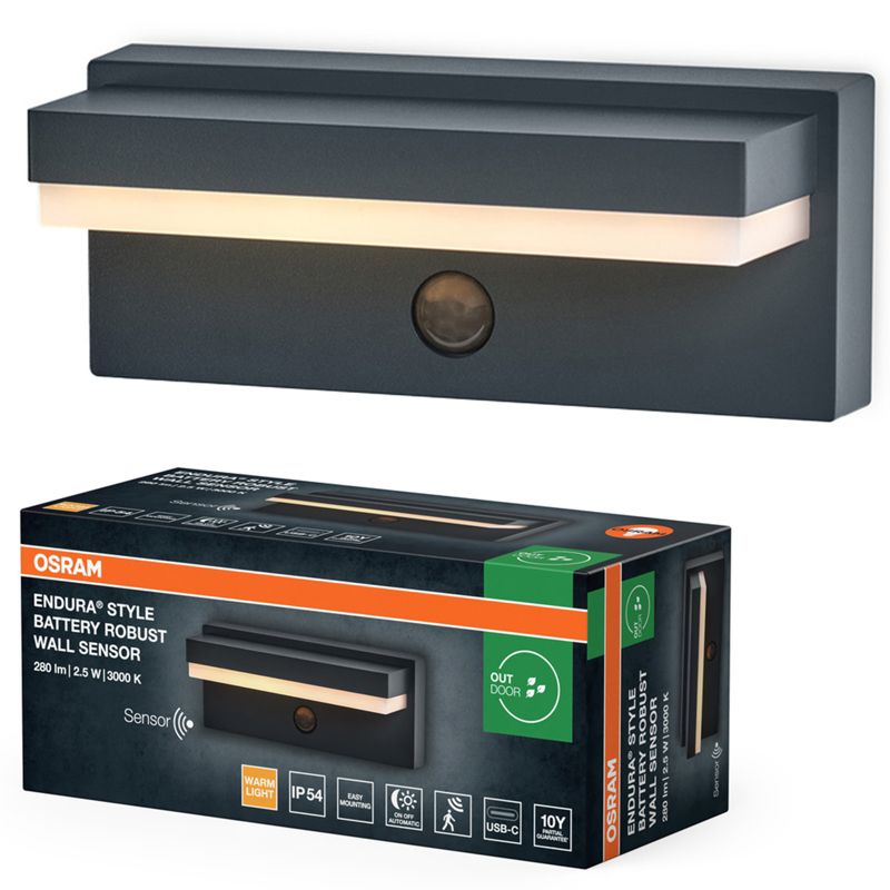 Kinkiet Ogrodowy Osram Lampa LED z Czujnikiem Ruchu i Zmierzchu 2.5W 180lm 3000K IP54 1 szt.
