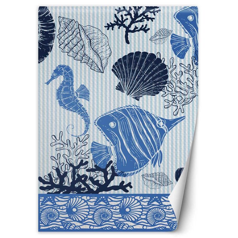 Fototapeta Feeby Rybki i muszelki akwarela 150x210 1 szt