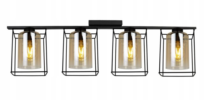 Lampa sufitowa wisząca Light Home LH Hella Cage 4x E27 60W szkło miodowy 1szt.