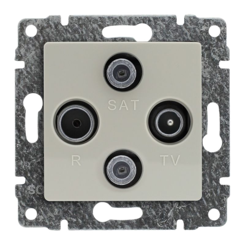 Gniazdo Antenowe TV-SAT Podwójne 2X Kos Vena Krem Podtynkowy Bez Ramki 1 szt.
