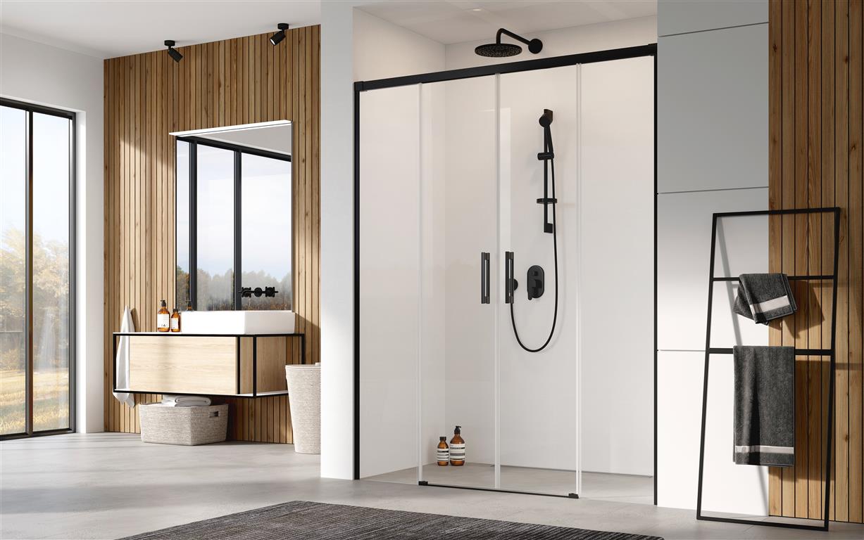 Radaway Idea 8 Black DWD ścianka prysznicowa 38,3 cm szkło przezroczyste 10390383-01-01