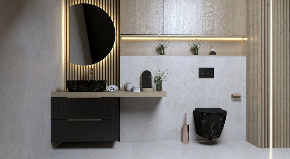 LaVita Oklahoma szafka 80 cm podumywalkowa wisząca czarny mat