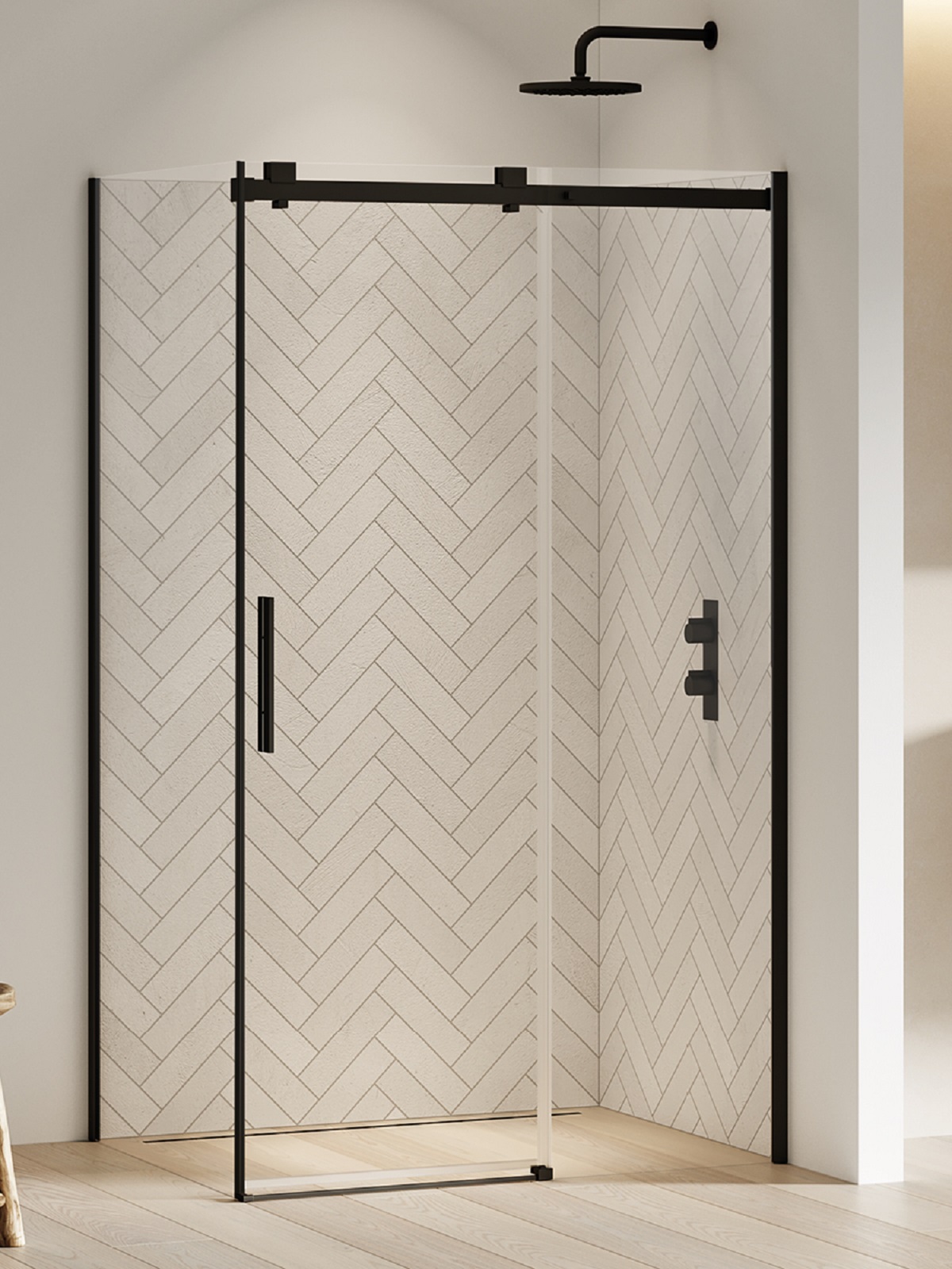 New Trendy Softi Black kabina prysznicowa 140x110 cm prostokątna czarny mat/szkło przezroczyste EXK-3988