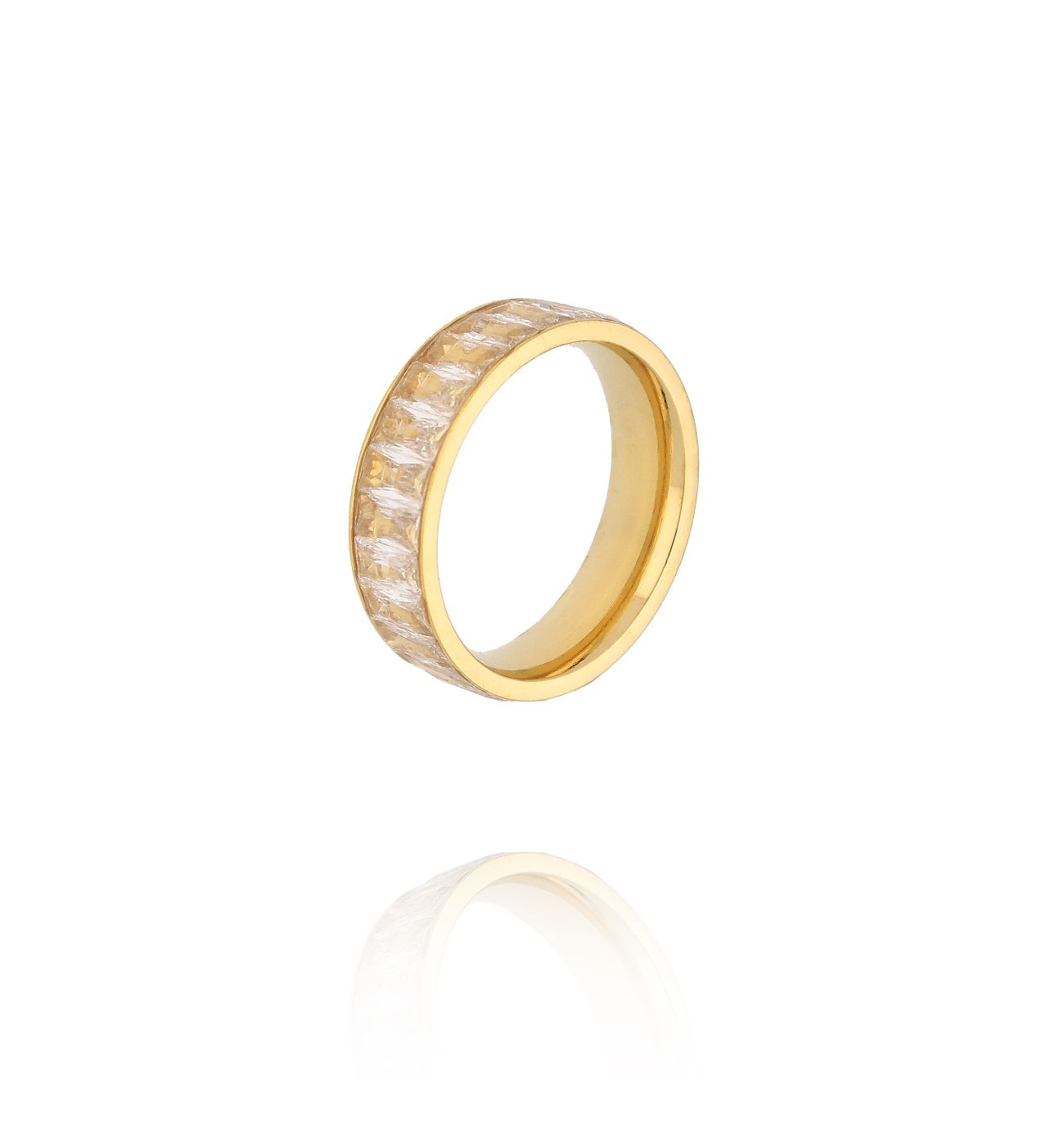 Obrączka złota z cyrkoniami w oprawie baguette PSY0077