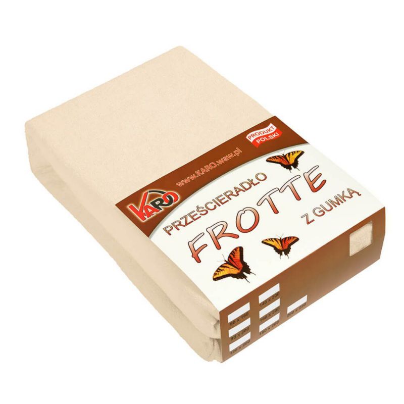 Prześcieradło frotte z gumką KARO 90x200 beż jasny 1 szt.