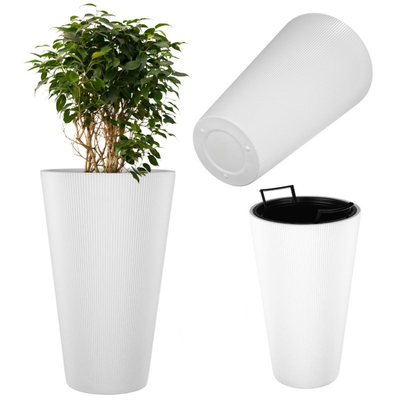 Doniczka KADAX plastikowa z wkładem tłoczeniami biała 49 x 29,5 cm 1 szt.