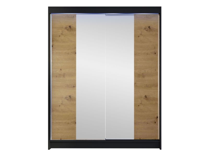Szafa MIRJAN 24 z drzwiami przesuwnymi Camino II z oświetleniem RGB czarny/dąb artisan 1 szt.