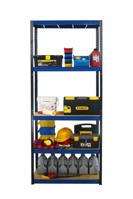 Regał metalowy MODO24 magazynowy stojak czarno-niebieski helios 180x75x35cm 5 półek po 400 kg 1 szt.