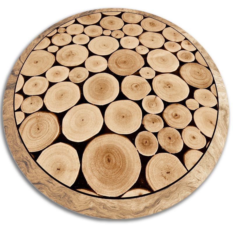 Dywan Tulup Winylowy Okrągły fi140 cm Przekrój pnia Do Salonu Dekoracyjny 1 szt.