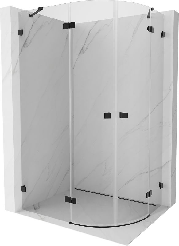 Kabina prysznicowa Mexen Lunar półokrągła uchylna lewa 100 x 80 cm transparent czarna 1 szt.