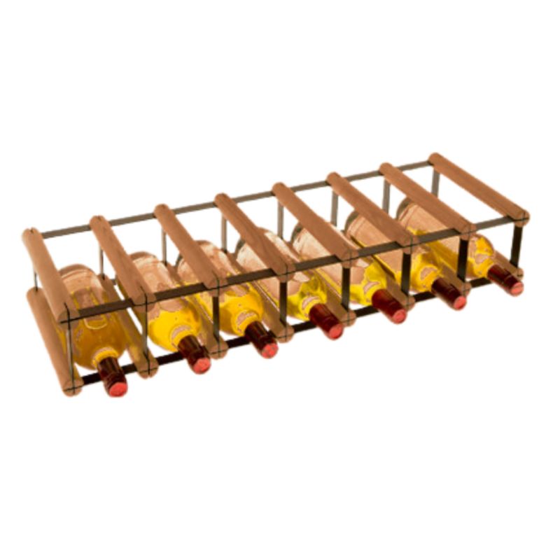 Stojak na wino MODO24 na butelki PET szafka wąski eko na 7 butelek czarny metal drewno brązowe 1 szt.