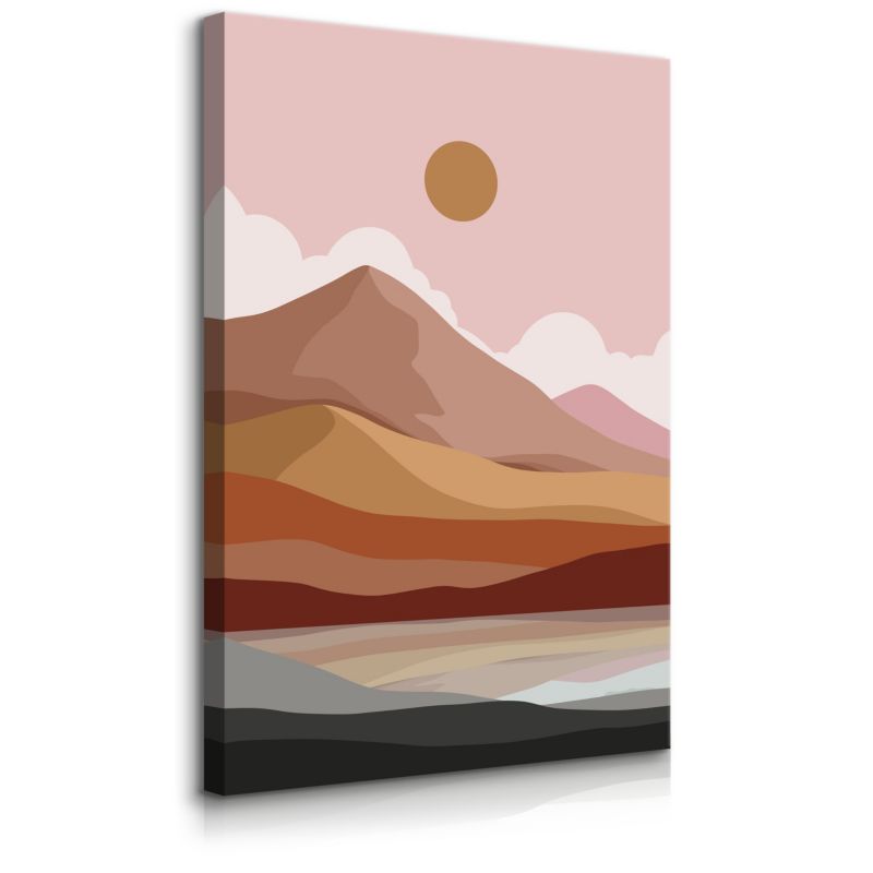 Obraz Muralo Do Salonu Pastelowy Pejzaż Zachód Słońca Góry Styl Boho 40x50 cm 1 szt.