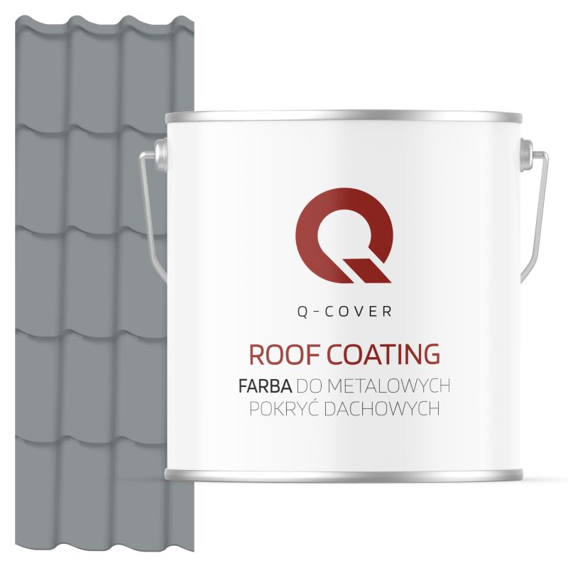 Farba do Metalowych Pokryć Dachowych Q-Cover Szary RAL7045 Półmat 5L