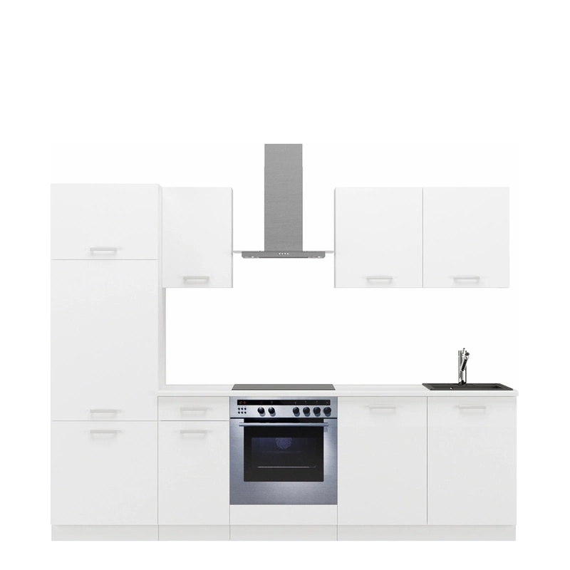 Zestaw białych mebli kuchennych z blatem TONY 260 cm