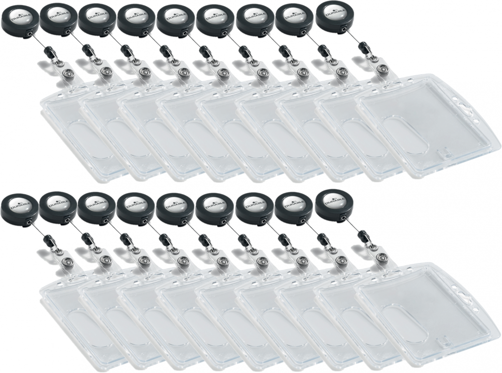 2x Etui do kart magnetycznych Durable, z mechanizmem ściągającym, 54x85mm, 10 sztuk, transparentny