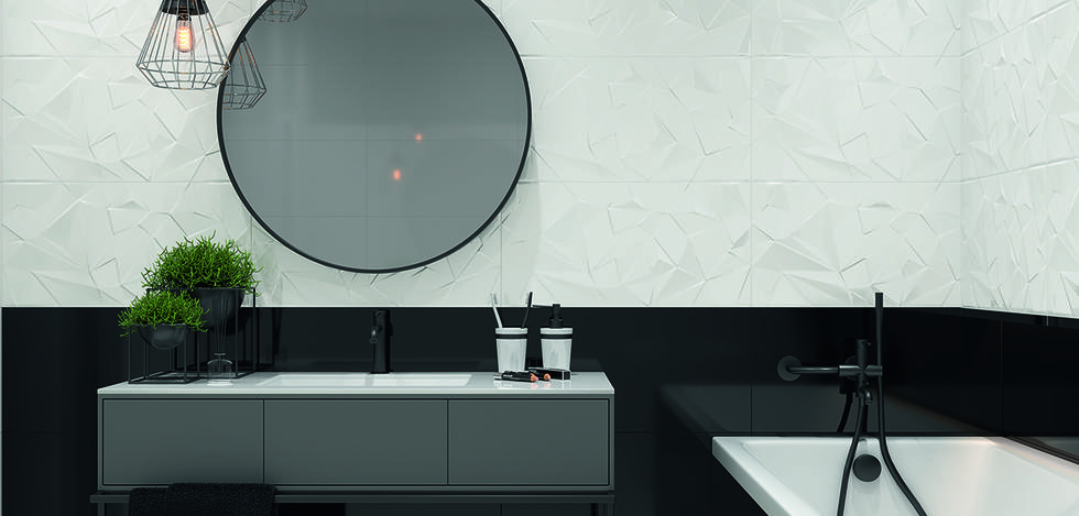 Paradyż Synergy płytka ścienna 30x60 cm motyw B biały połysk