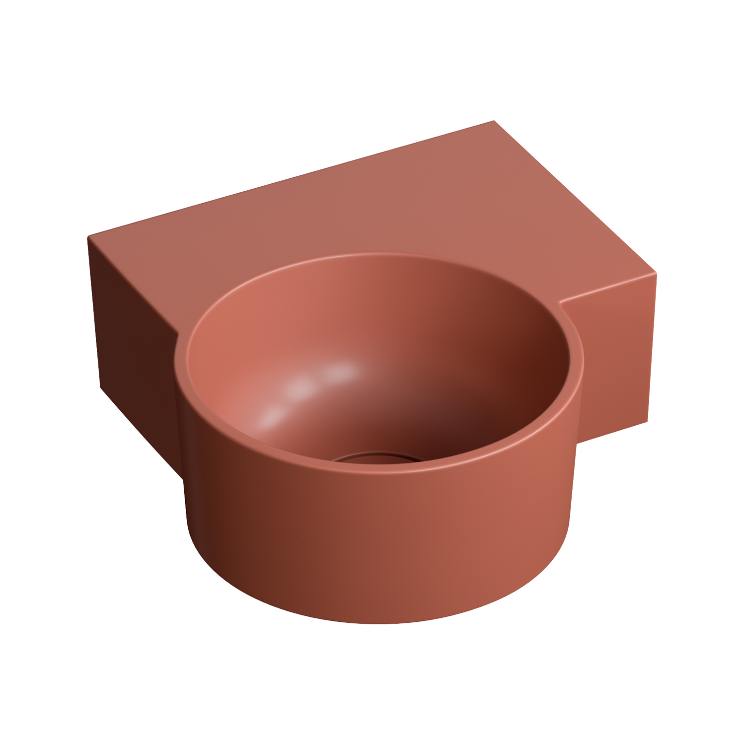 Omnires Ovo M+ umywalka 33x34 cm narożna ścienna-nablatowa terracotta mat OVO335UWPTE