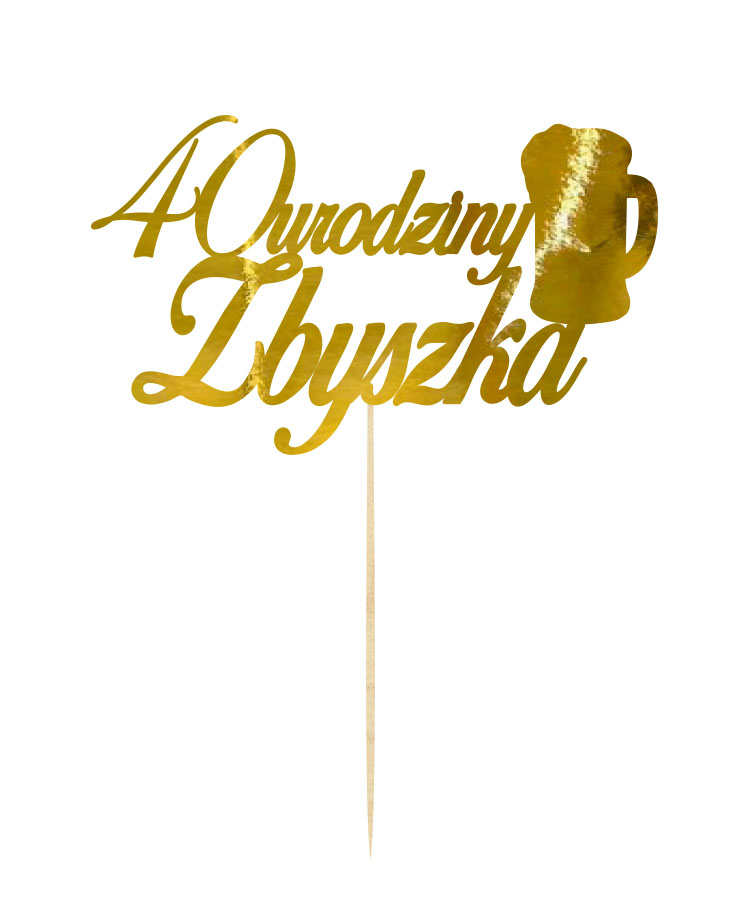 Topper napis lustrzany na tort 40-stka z imieniem