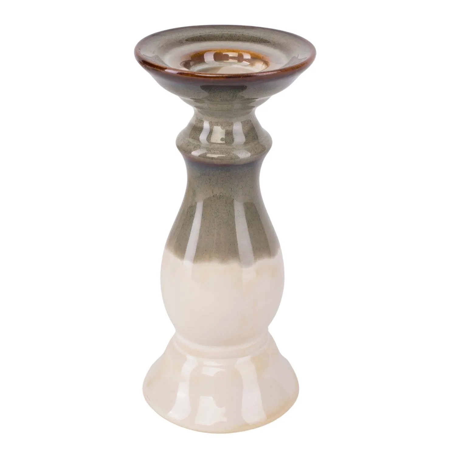 Świecznik ceramiczny jasny M - 9x19 cm