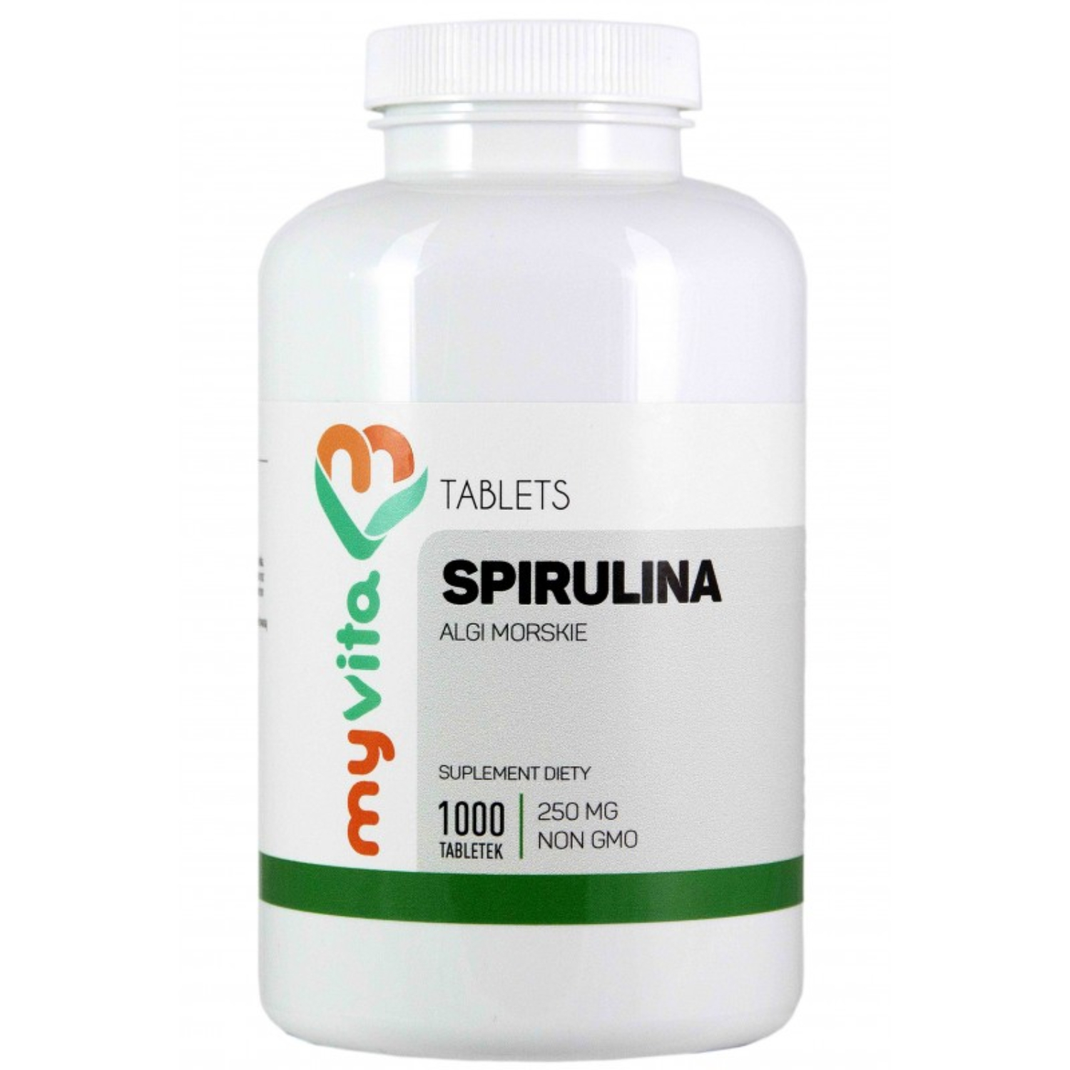 Myvita spirulina 250 mg, algi morskie, 1000 tabletek