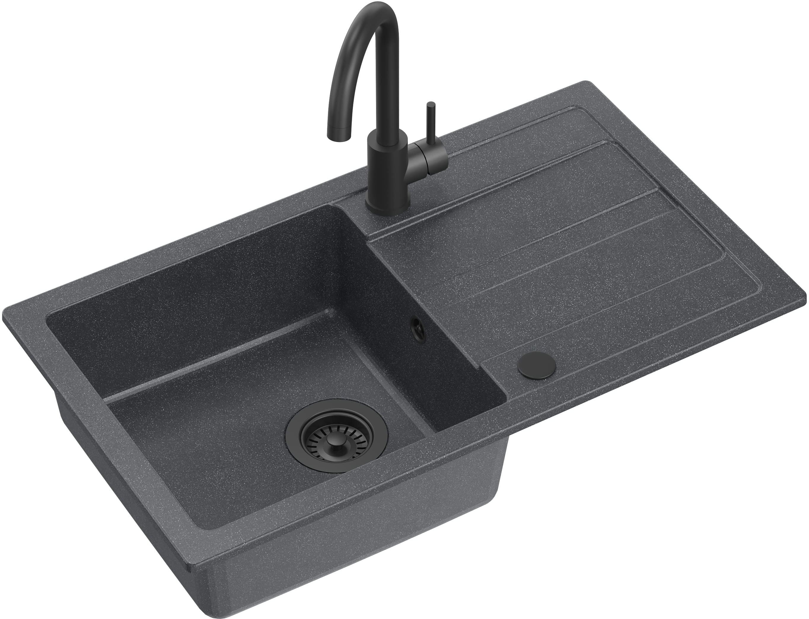 Quadron Go Max Pure Carbon zlewozmywak 77x44 cm czarny z baterią TQ7744GMBLM - Wysyłka w 24h