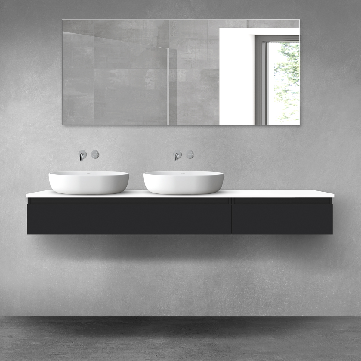 Oltens Vernal zestaw mebli łazienkowych 180 cm z blatem czarny mat/biały połysk 68610300 - Wysyłka w 24h