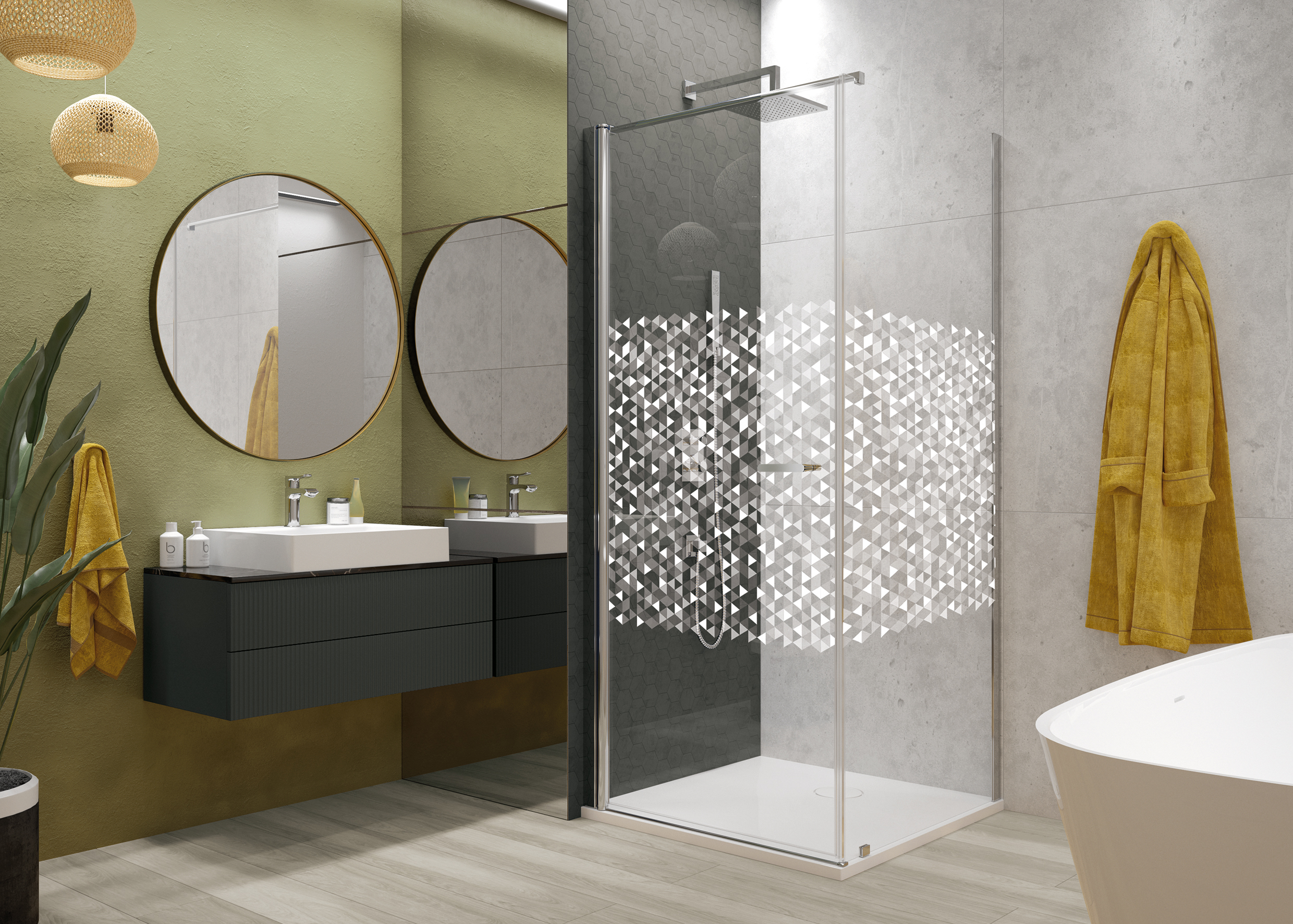 Sanplast Exa Line drzwi prysznicowe z profilem 90 cm uchylne srebrny połysk/szkło ze wzorem 600-540-0750-38-151