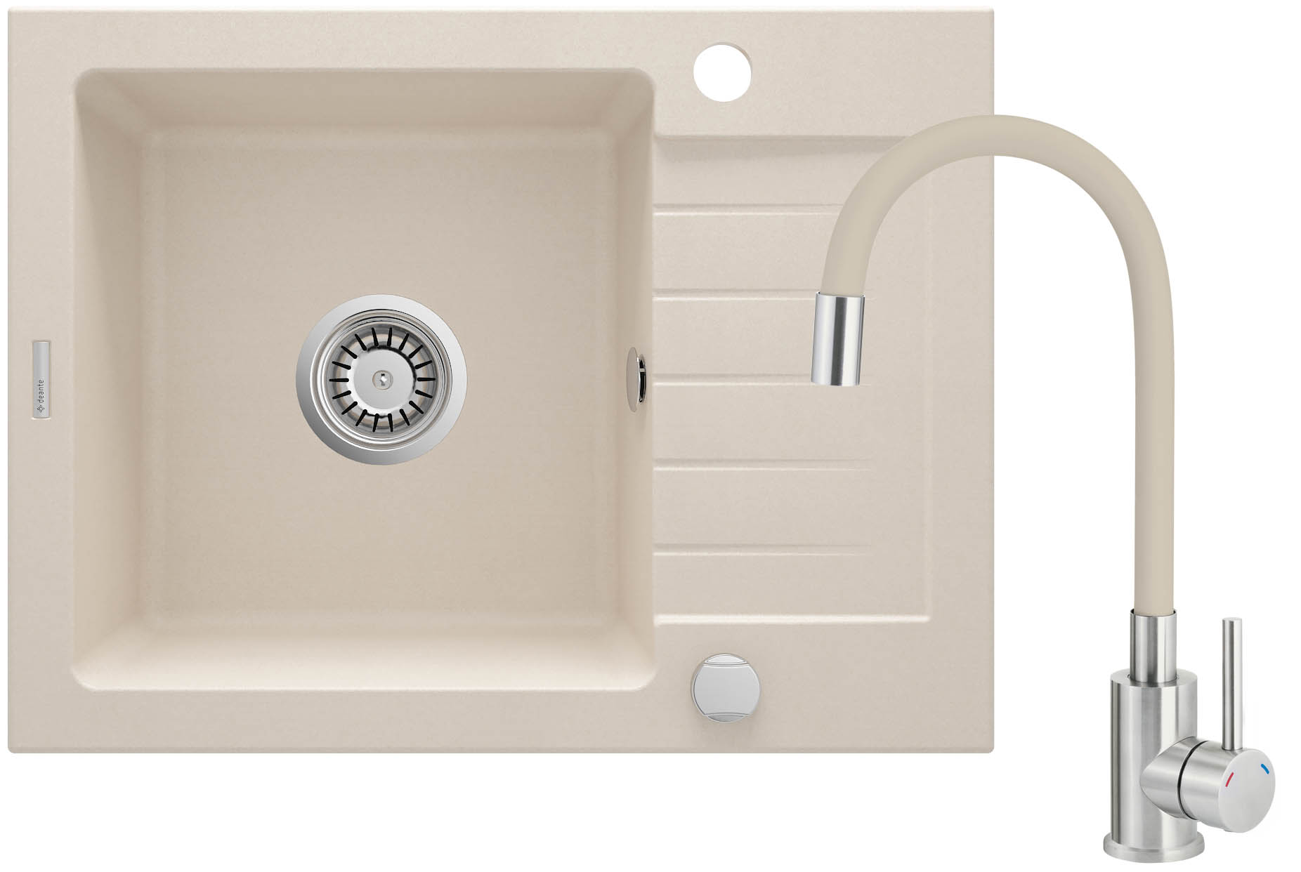 Deante Zorba zlewozmywak z baterią beżowy/stal ZQZG511A