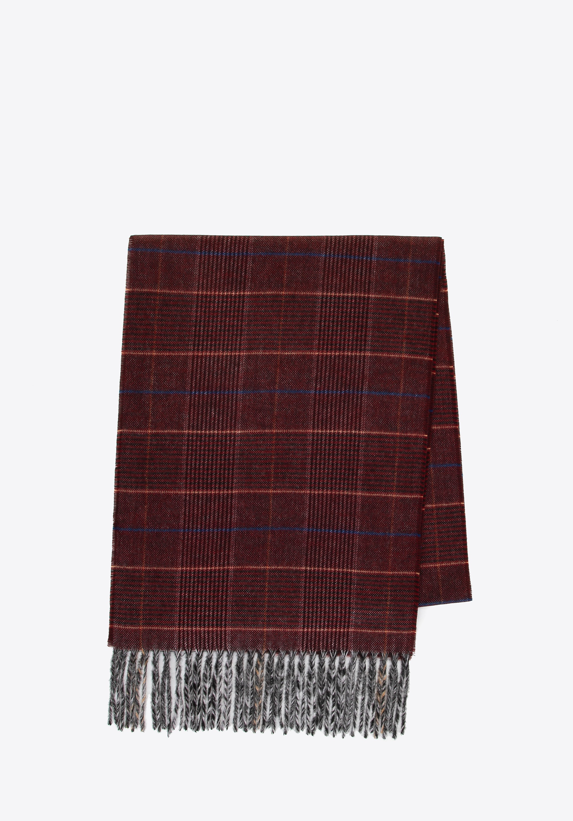 Wąski szal męski z frędzlami bordowy