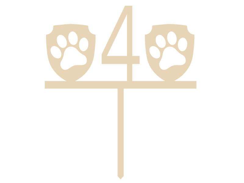 Topper drewniany na tort Urodziny z cyfrą Patrol