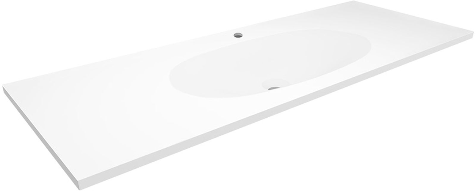 Darmowa Dostawa - Umywalka 130x45 cm prostokątna wpuszczana-z blatem biała Cristalstone Armonico U1300MCOTG