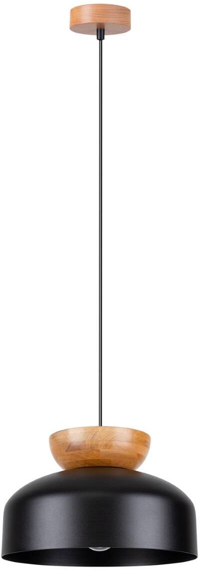 Darmowa Dostawa - Lampa wisząca 1x15 W czarna-drewno Sollux Lighting Marion SL1351
