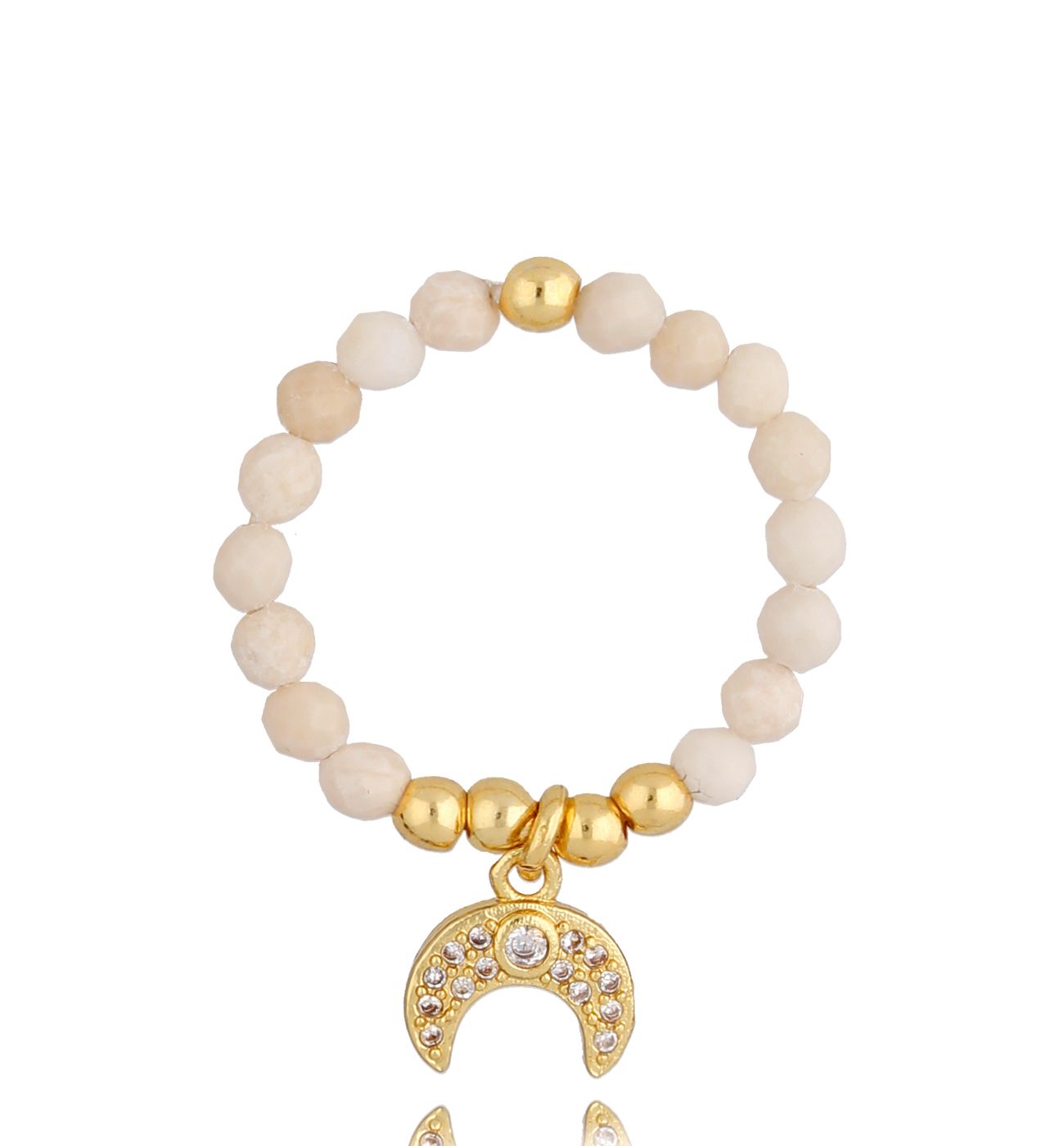 Pierścionek z kamieniem rzecznym i księżycem River PSC0278