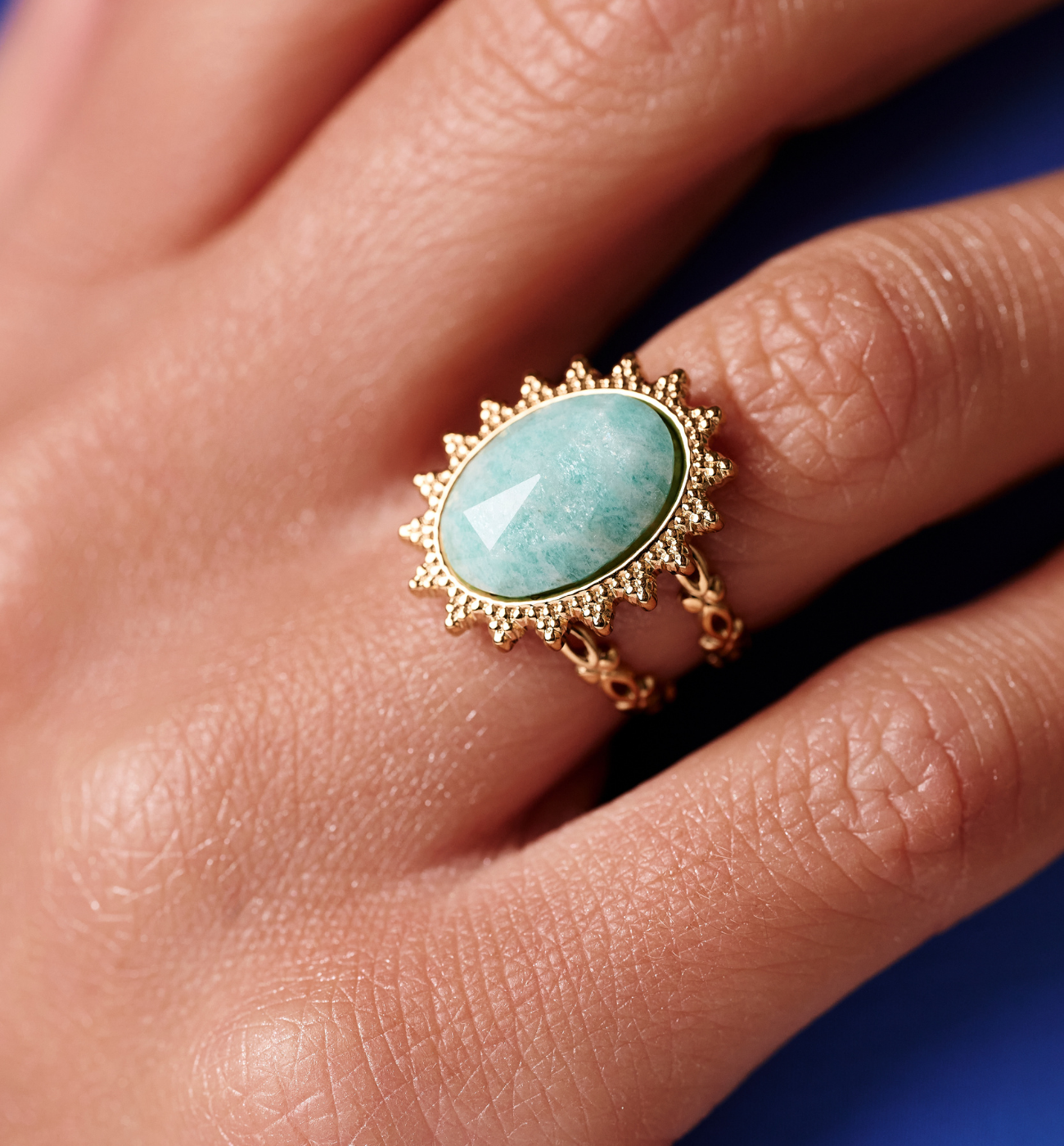 Pierścionek z amazonitem PEA0059