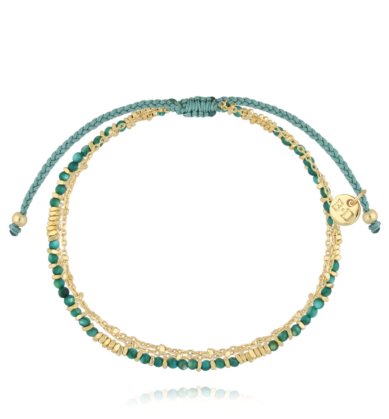 Bransoletka zielona ze sznurkiem - By Dziubeka