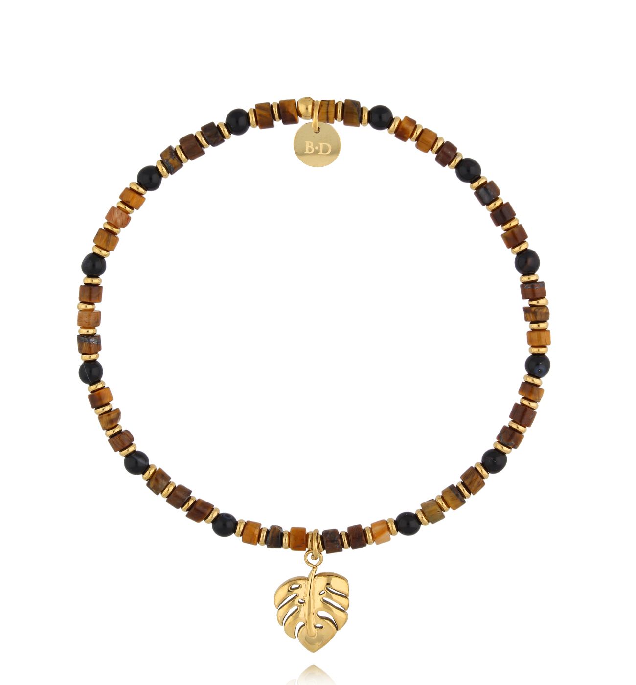 Bransoletka z tygrysim okiem i liściem monstery BSC2268