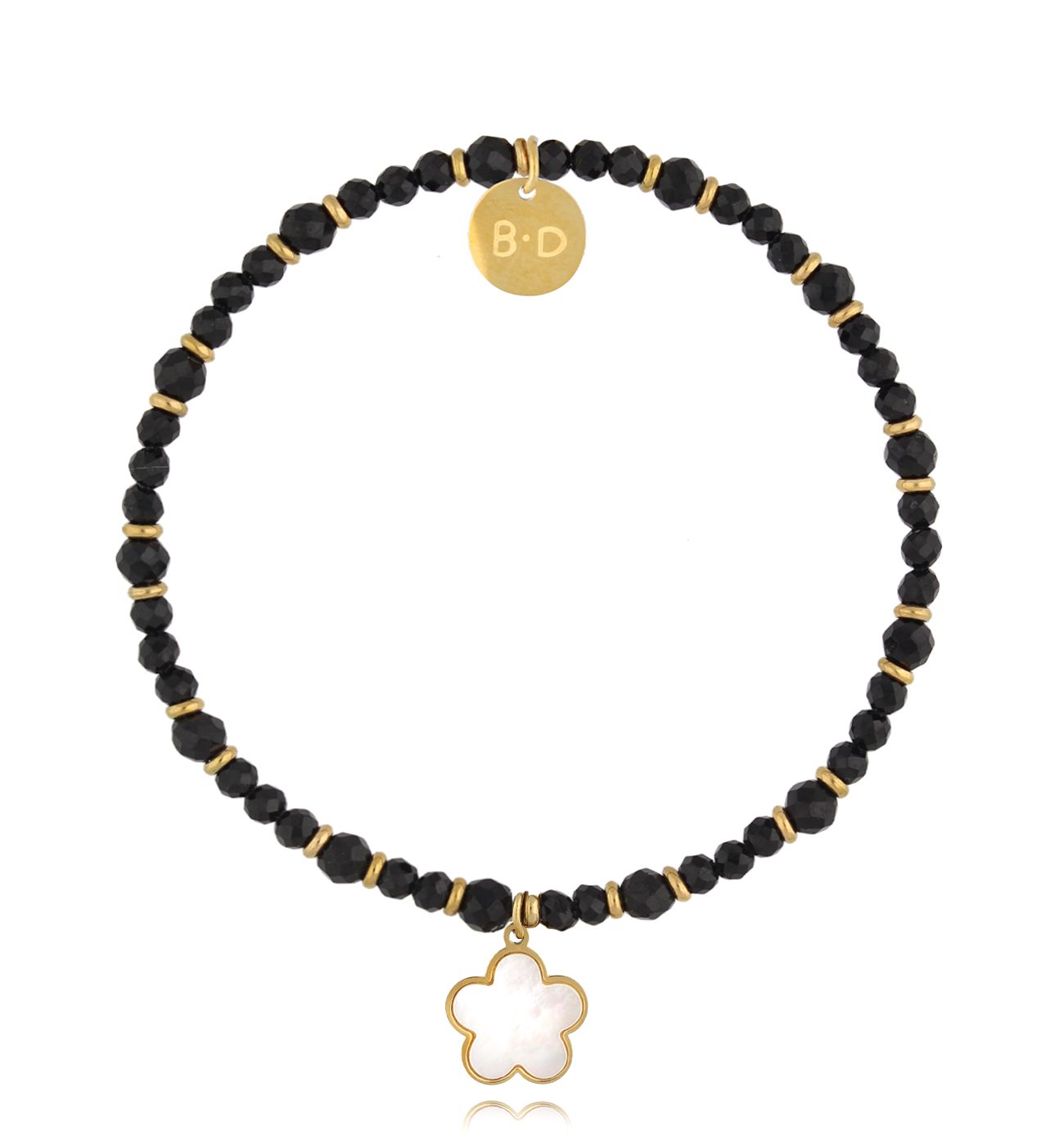 Bransoletka z turmalinami i kwiatuszkiem - By Dziubeka