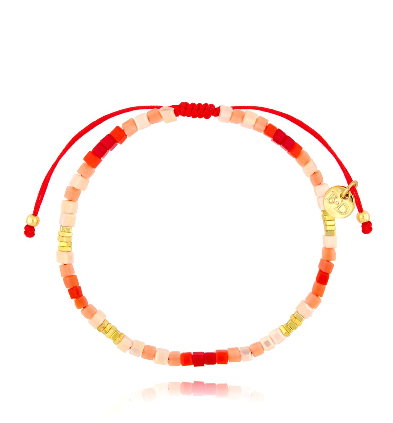 Bransoletka żółto czerona z kryształkami Nailah - By Dziubeka