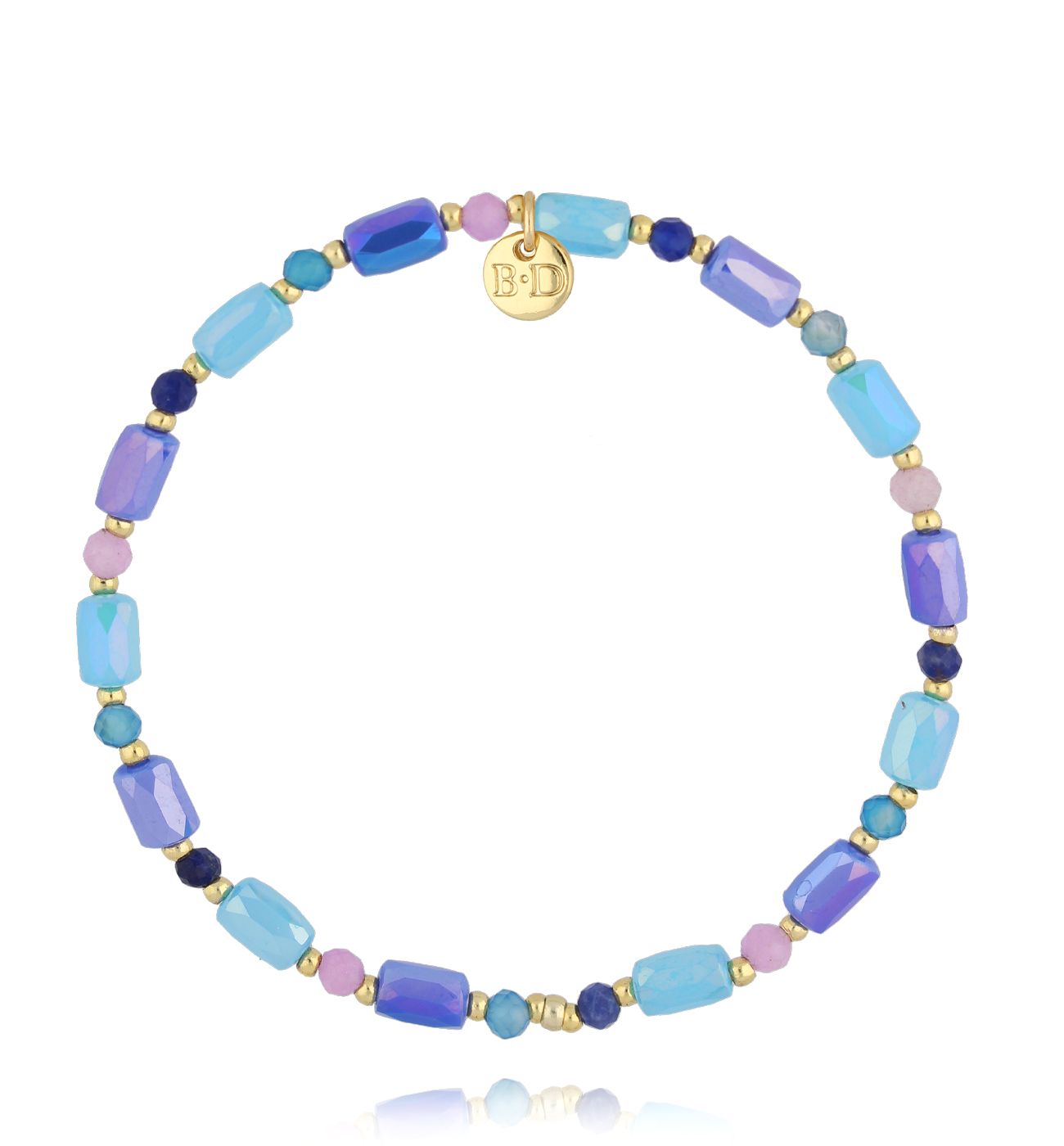 Bransoletka z fioletowymi i niebieskimi kryształkami - By Dziubeka