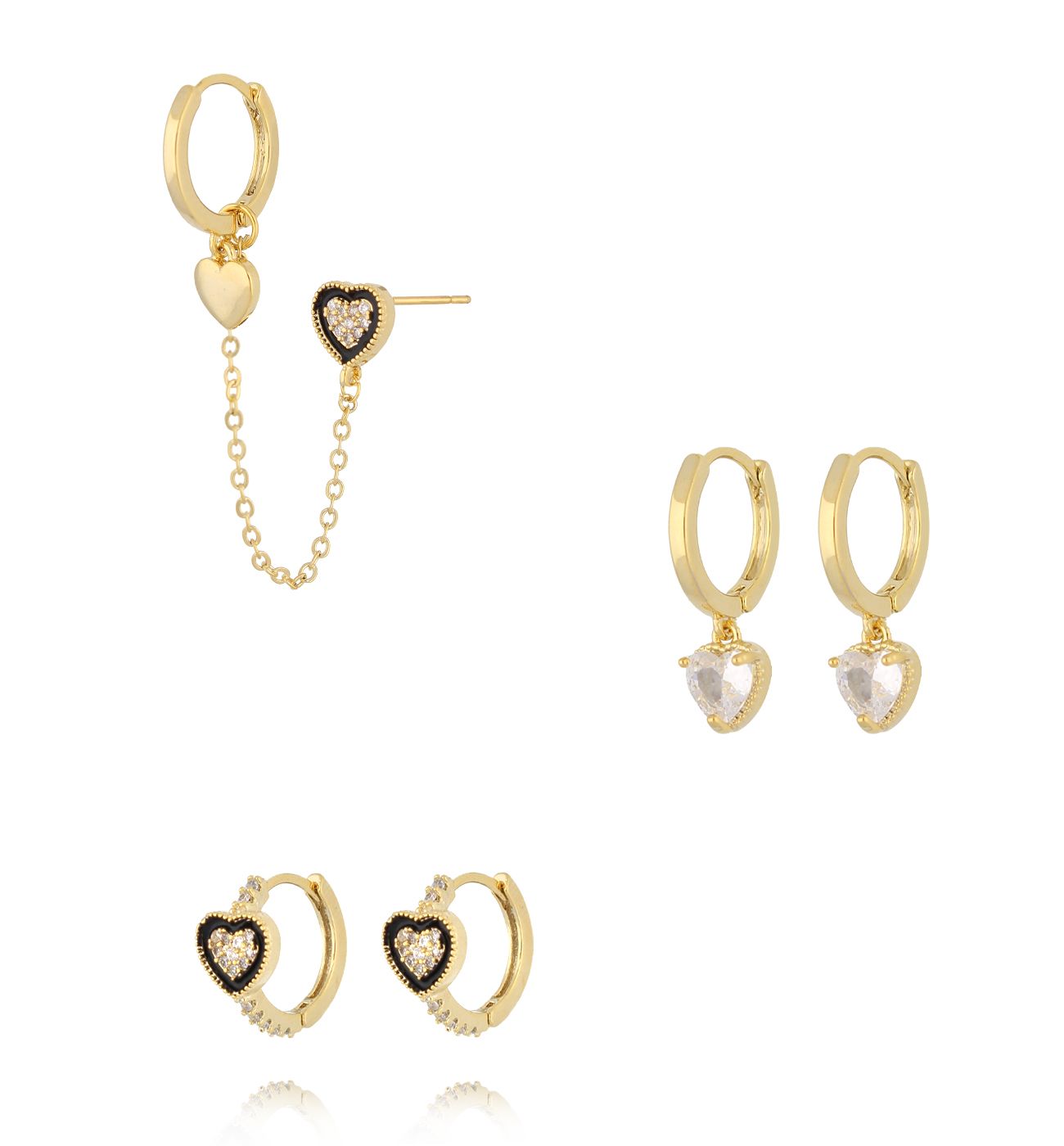 Zestaw kolczyków z sercami KMB0059