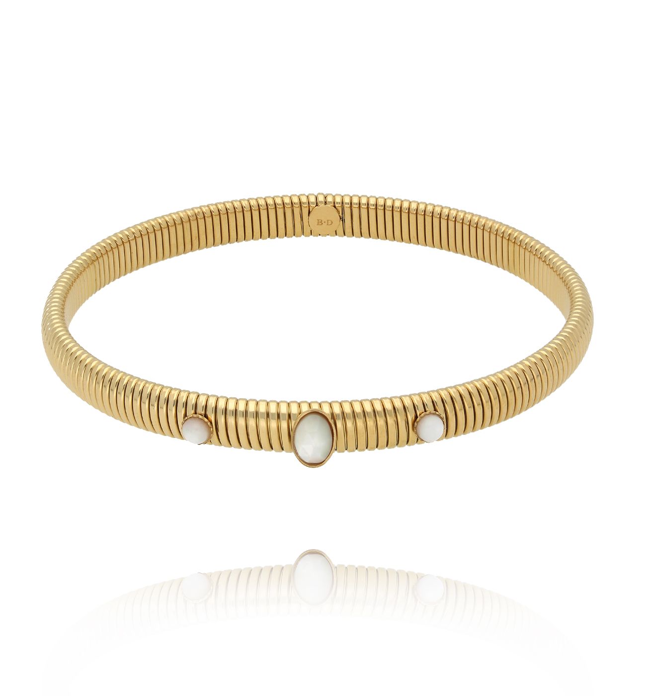 Bransoletka elastyczna złocona z masą perłową BEA0030 - By Dziubeka