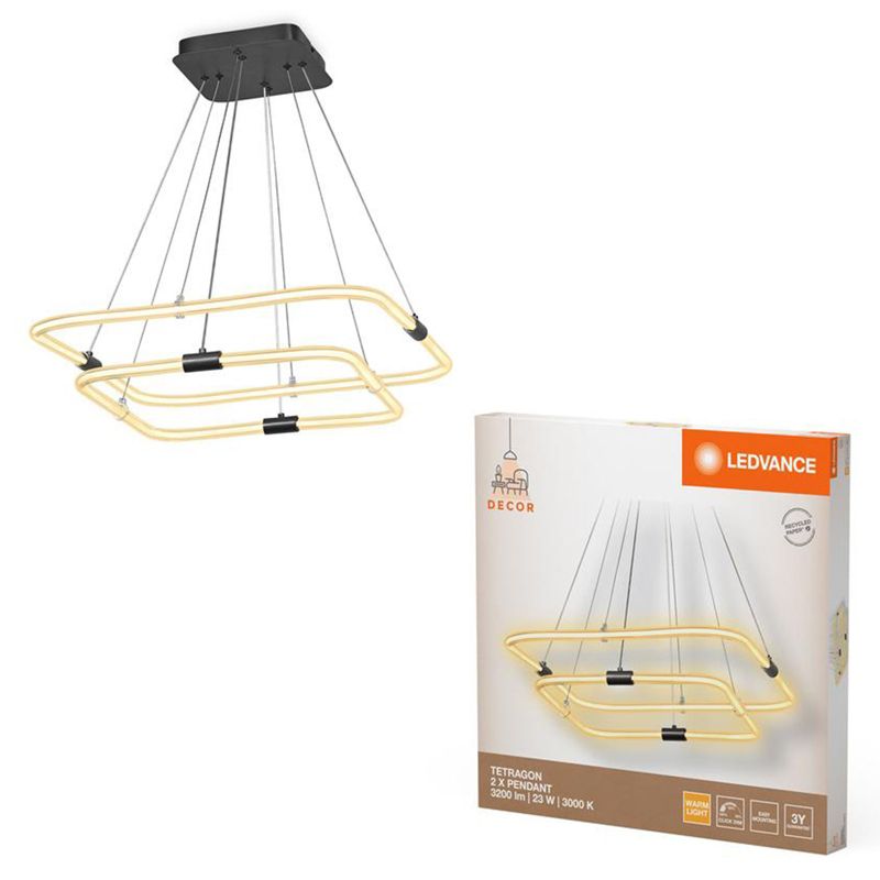 Lampa Sufitowa Leedvance Wisząca Dekoracyjna LED 23W 2500lm 3000K Ściemnialna Szary 1 szt.