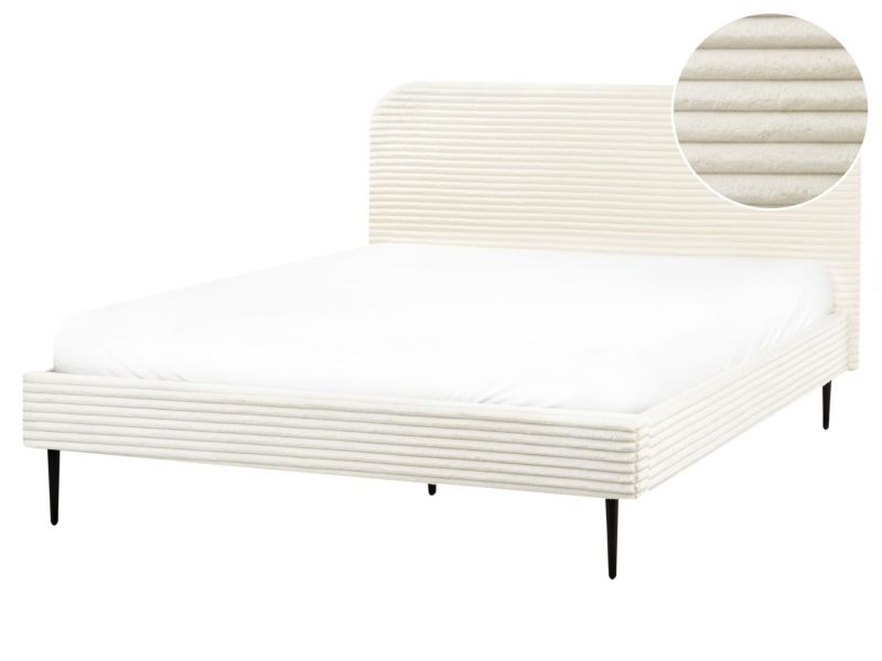 Łóżko Sztruks Flayat 160 x 200 cm Złamana biel 1 szt.