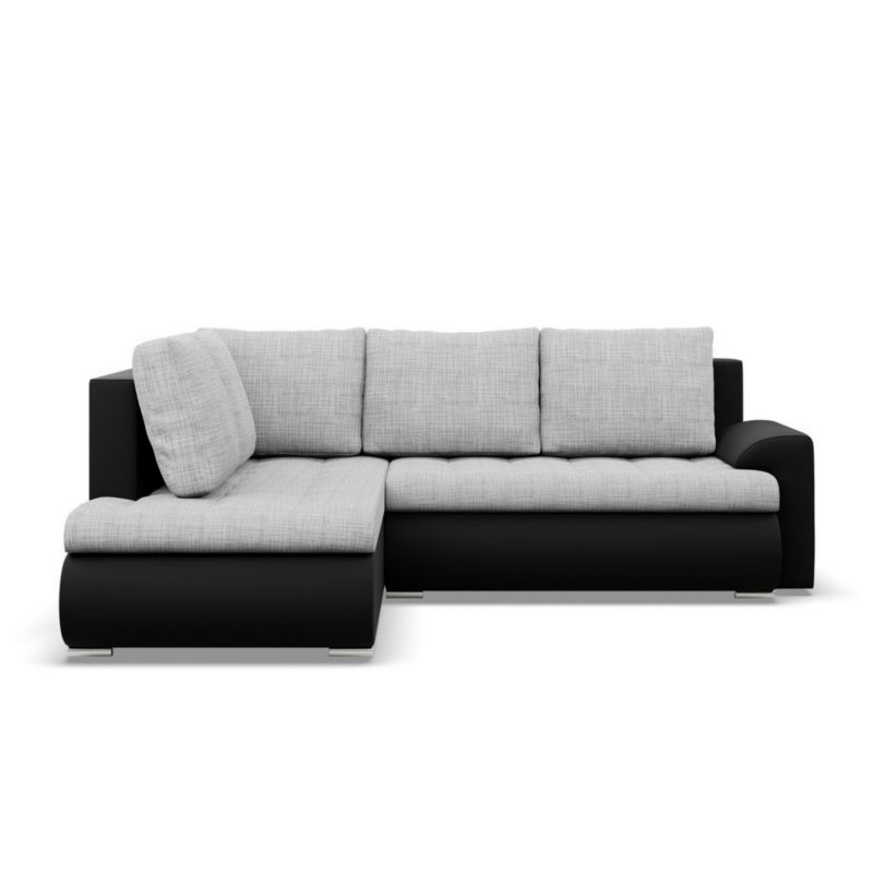 Narożnik TYLETEGOTU z otomaną lewy BOSCO ekoskóra plecionka czarny jasny szary 1 szt