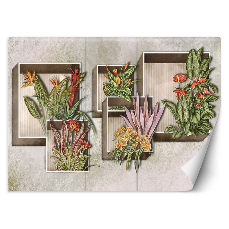 Fototapeta Feeby Kwadratowa abstrakcja z kwiatami 254x184 1 szt