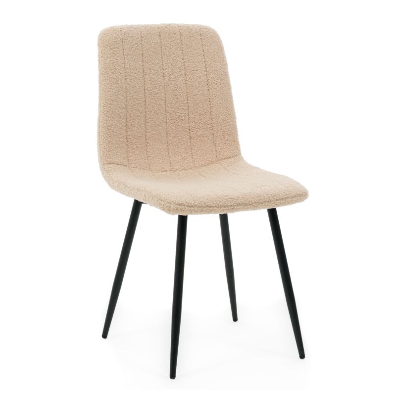 Krzesło tapicerowane GELA New Home ciemnobeżowe boucle teddy pikowane 1 szt.